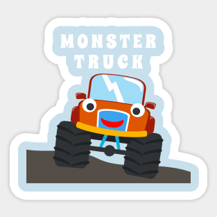 illustration of monster truck with cartoon style. Sticker